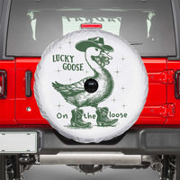 Funny St Patrick's Day Lucky Goose On The Loose Spare Tire Cover Cowboy Goose Shamrock