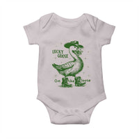 Funny St Patrick's Day Lucky Goose On The Loose Baby Onesie Cowboy Goose Shamrock