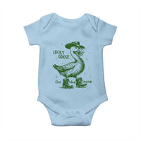 Funny St Patrick's Day Lucky Goose On The Loose Baby Onesie Cowboy Goose Shamrock