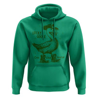 Funny St Patrick's Day Lucky Goose On The Loose Hoodie Cowboy Goose Shamrock