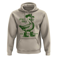 Funny St Patrick's Day Lucky Goose On The Loose Hoodie Cowboy Goose Shamrock