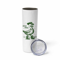 Funny St Patrick's Day Lucky Goose On The Loose Skinny Tumbler Cowboy Goose Shamrock