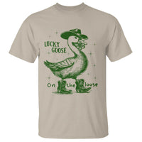 Funny St Patrick's Day Lucky Goose On The Loose T Shirt Cowboy Goose Shamrock