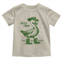 Funny St Patrick's Day Lucky Goose On The Loose Toddler T Shirt Cowboy Goose Shamrock