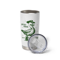 Funny St Patrick's Day Lucky Goose On The Loose Tumbler Cup Cowboy Goose Shamrock