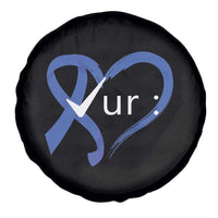 Funny Check Your Colon Colorectal Cancer Awareness Spare Tire Cover Dark Blue Ribbon Heart