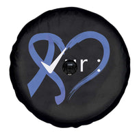 Funny Check Your Colon Colorectal Cancer Awareness Spare Tire Cover Dark Blue Ribbon Heart