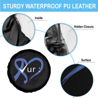 Funny Check Your Colon Colorectal Cancer Awareness Spare Tire Cover Dark Blue Ribbon Heart