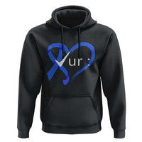 Funny Check Your Colon Colorectal Cancer Awareness Hoodie Dark Blue Ribbon Heart