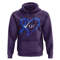 Funny Check Your Colon Colorectal Cancer Awareness Hoodie Dark Blue Ribbon Heart