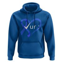 Funny Check Your Colon Colorectal Cancer Awareness Hoodie Dark Blue Ribbon Heart