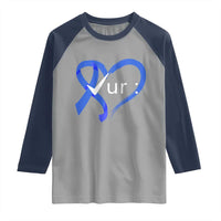 Funny Check Your Colon Colorectal Cancer Awareness Raglan Shirt Dark Blue Ribbon Heart