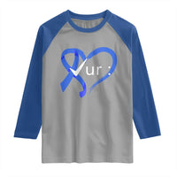 Funny Check Your Colon Colorectal Cancer Awareness Raglan Shirt Dark Blue Ribbon Heart