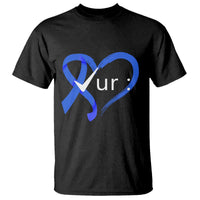 Funny Check Your Colon Colorectal Cancer Awareness T Shirt Dark Blue Ribbon Heart