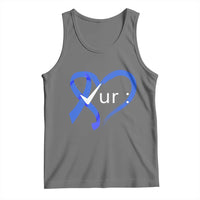 Funny Check Your Colon Colorectal Cancer Awareness Tank Top Dark Blue Ribbon Heart