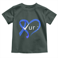 Funny Check Your Colon Colorectal Cancer Awareness Toddler T Shirt Dark Blue Ribbon Heart