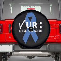 Funny Check Your Colon Colorectal Cancer Awareness Spare Tire Cover Dark Blue Ribbon