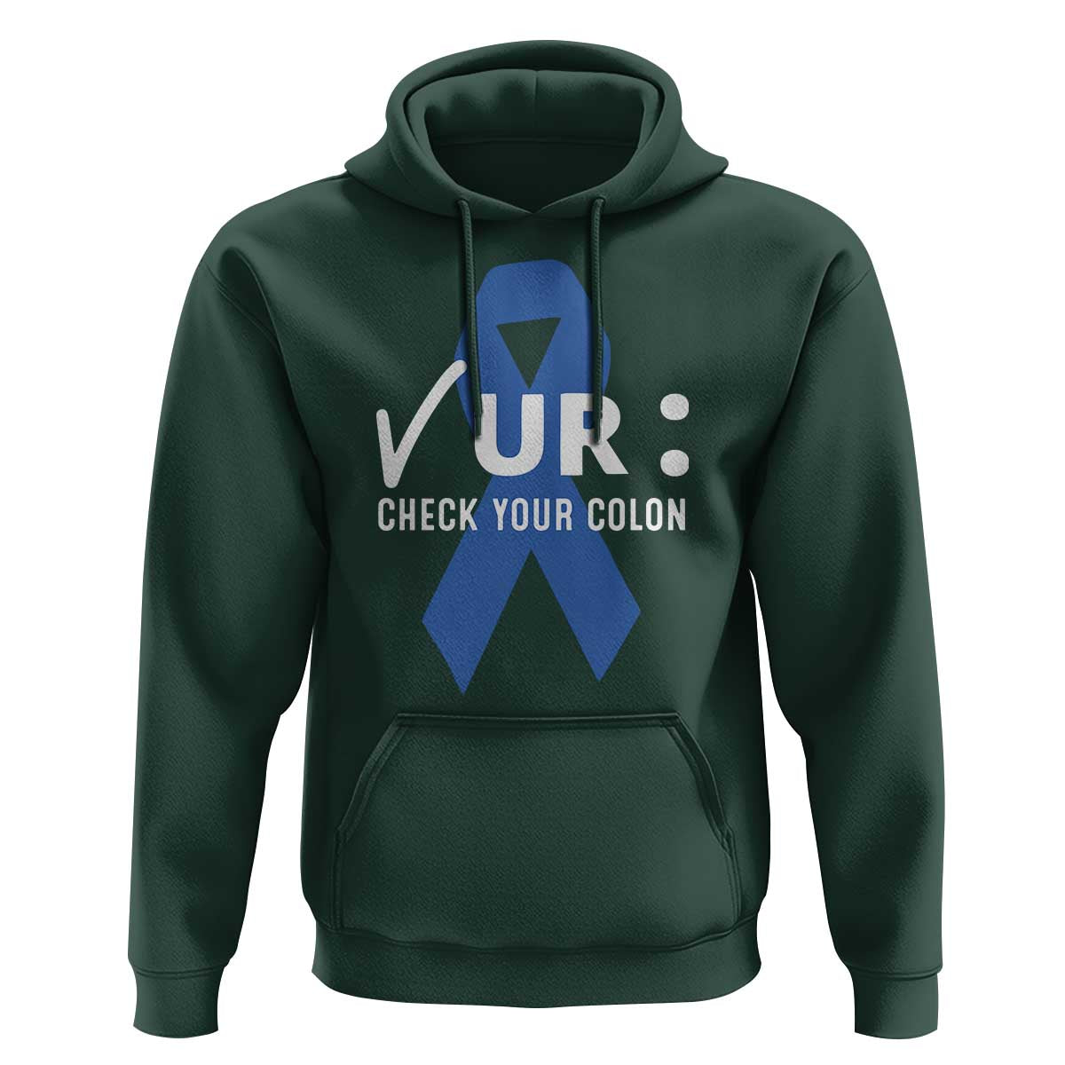 Funny Check Your Colon Colorectal Cancer Awareness Hoodie Dark Blue Ribbon