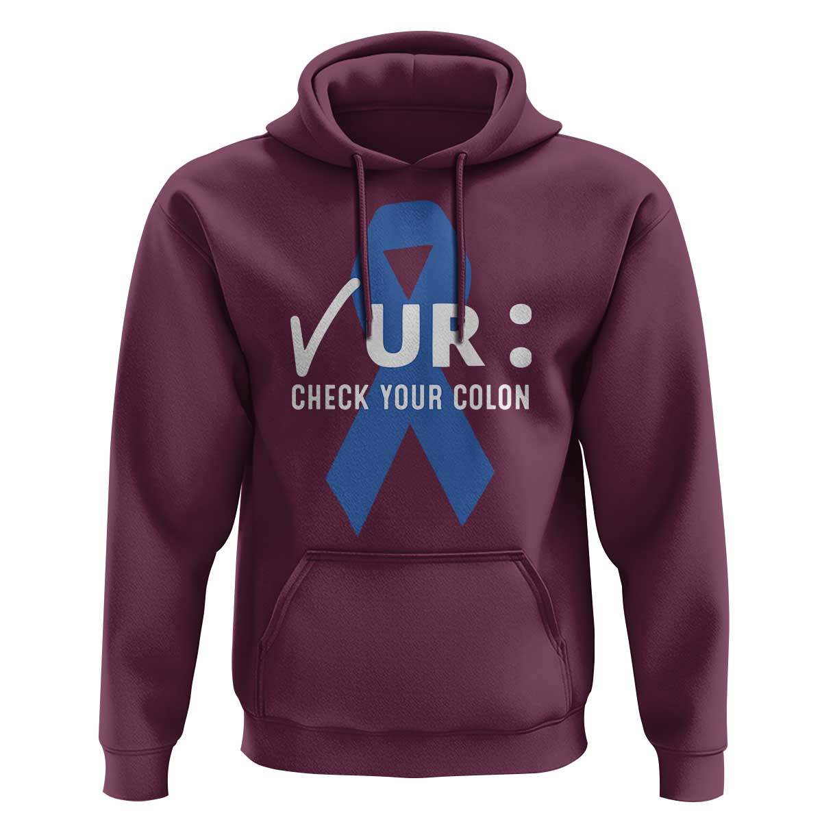 Funny Check Your Colon Colorectal Cancer Awareness Hoodie Dark Blue Ribbon