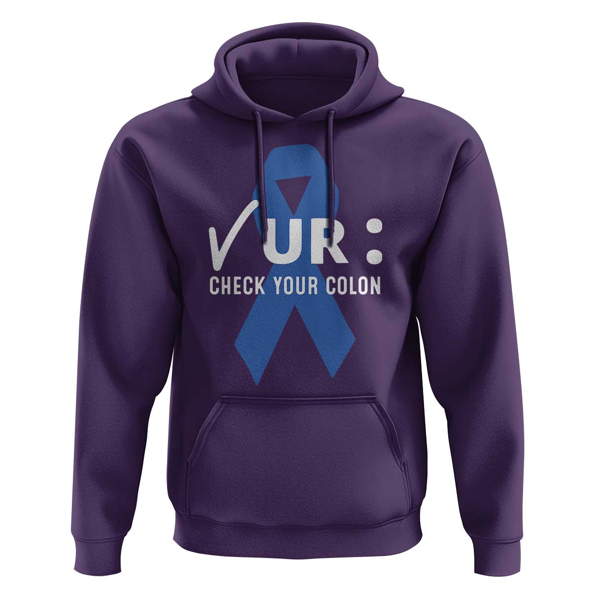 Funny Check Your Colon Colorectal Cancer Awareness Hoodie Dark Blue Ribbon