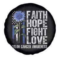 Colon Cancer Awareness Spare Tire Cover Faith Hope Fight Love Sunflower USA Flag