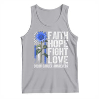 Colon Cancer Awareness Tank Top Faith Hope Fight Love Sunflower USA Flag