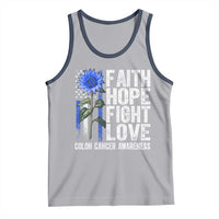Colon Cancer Awareness Tank Top Faith Hope Fight Love Sunflower USA Flag