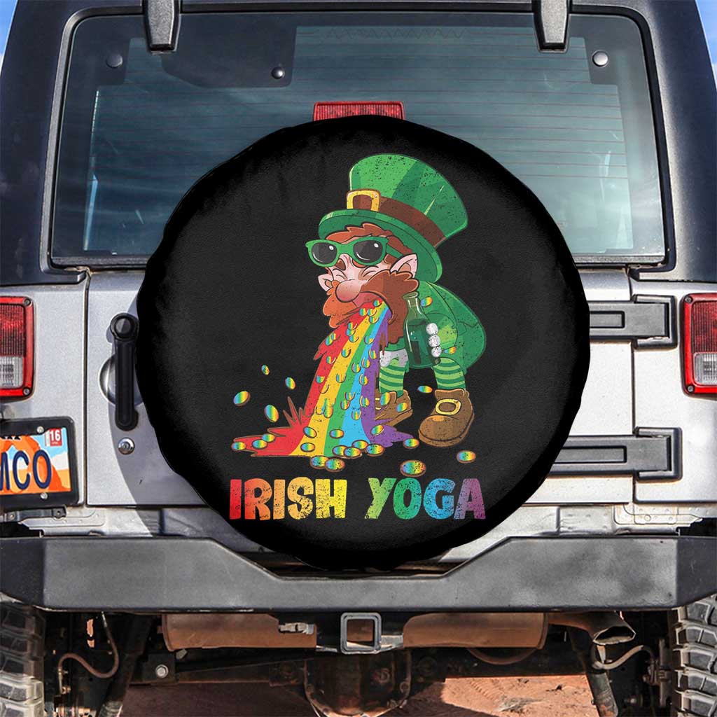 Funny Irish Yoga St Patrick's Day Beer Drinking Spare Tire Cover Drunk Leprechaun