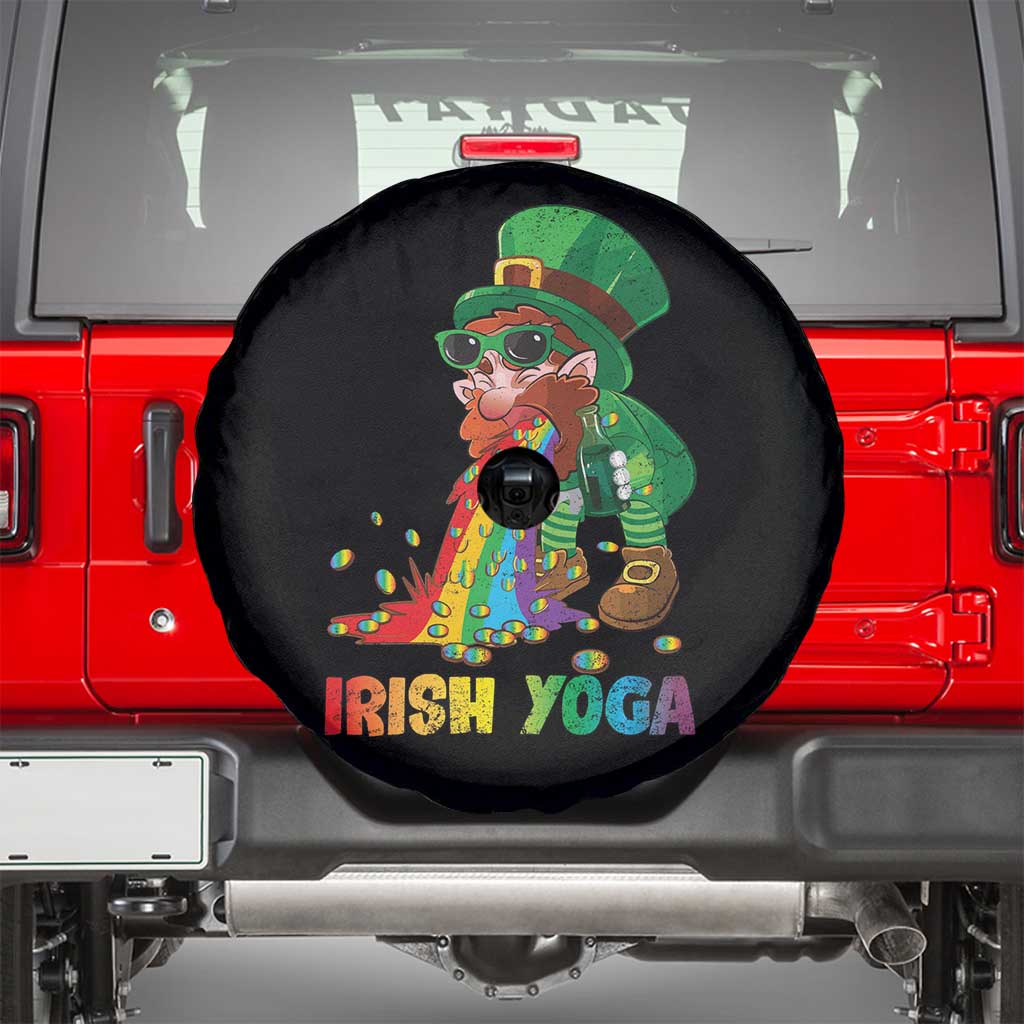 Funny Irish Yoga St Patrick's Day Beer Drinking Spare Tire Cover Drunk Leprechaun