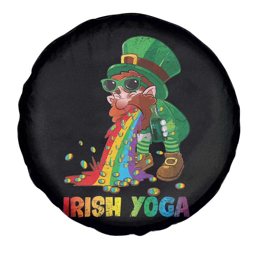 Funny Irish Yoga St Patrick's Day Beer Drinking Spare Tire Cover Drunk Leprechaun