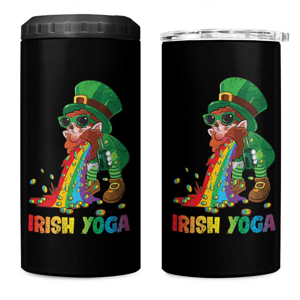 Funny Irish Yoga St Patrick's Day Beer Drinking 4 in 1 Can Cooler Tumbler Drunk Leprechaun - Wonder Print Shop