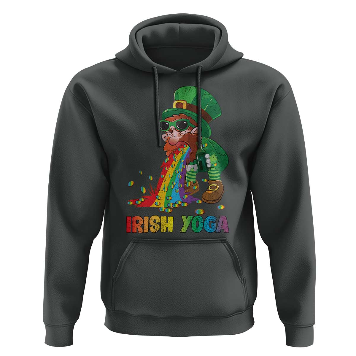 Funny Irish Yoga St Patrick's Day Beer Drinking Hoodie Drunk Leprechaun