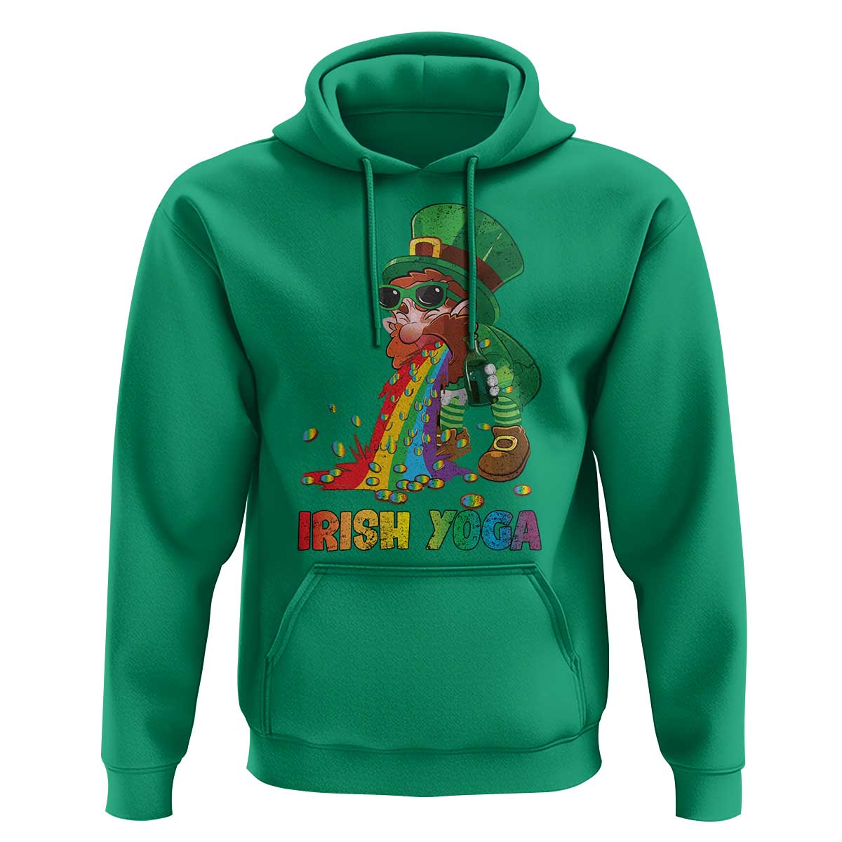 Funny Irish Yoga St Patrick's Day Beer Drinking Hoodie Drunk Leprechaun