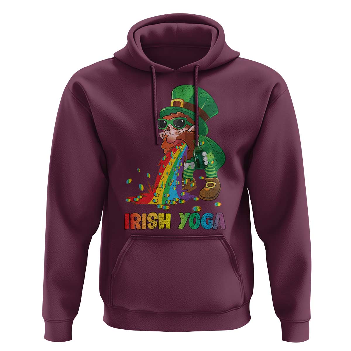 Funny Irish Yoga St Patrick's Day Beer Drinking Hoodie Drunk Leprechaun