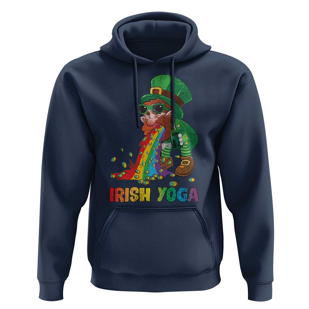 Funny Irish Yoga St Patrick's Day Beer Drinking Hoodie Drunk Leprechaun