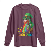 Funny Irish Yoga St Patrick's Day Beer Drinking Long Sleeve Shirt Drunk Leprechaun