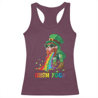 Funny Irish Yoga St Patrick's Day Beer Drinking Racerback Tank Top Drunk Leprechaun