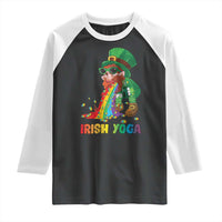 Funny Irish Yoga St Patrick's Day Beer Drinking Raglan Shirt Drunk Leprechaun