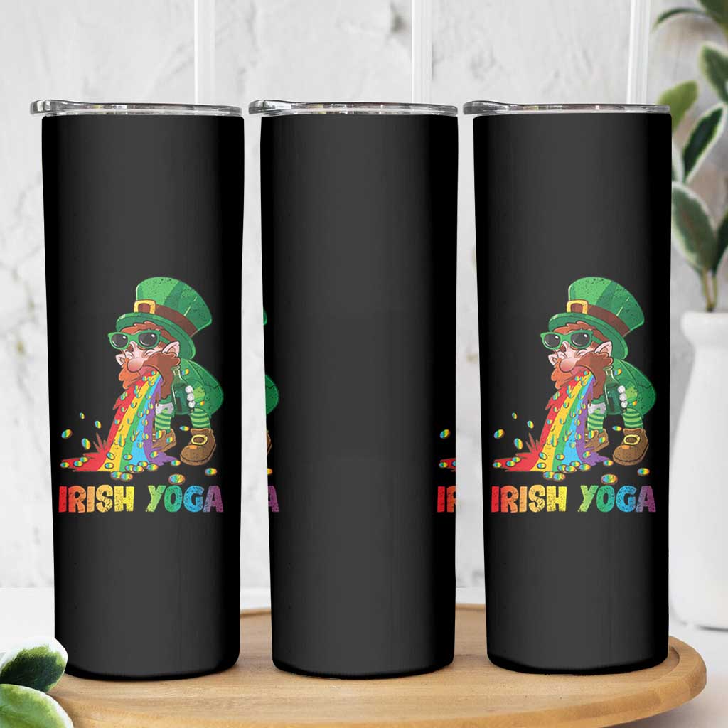 Funny Irish Yoga St Patrick's Day Beer Drinking Skinny Tumbler Drunk Leprechaun - Wonder Print Shop