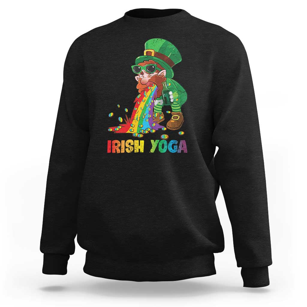 Funny Irish Yoga St Patrick's Day Beer Drinking Sweatshirt Drunk Leprechaun