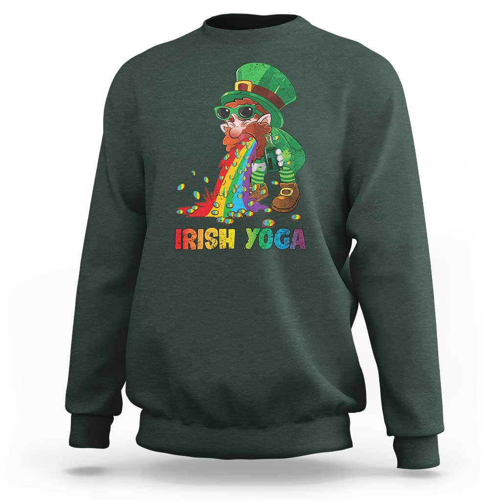 Funny Irish Yoga St Patrick's Day Beer Drinking Sweatshirt Drunk Leprechaun