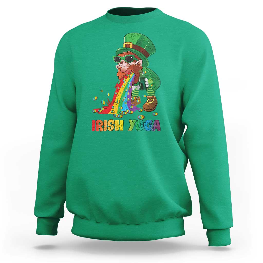 Funny Irish Yoga St Patrick's Day Beer Drinking Sweatshirt Drunk Leprechaun
