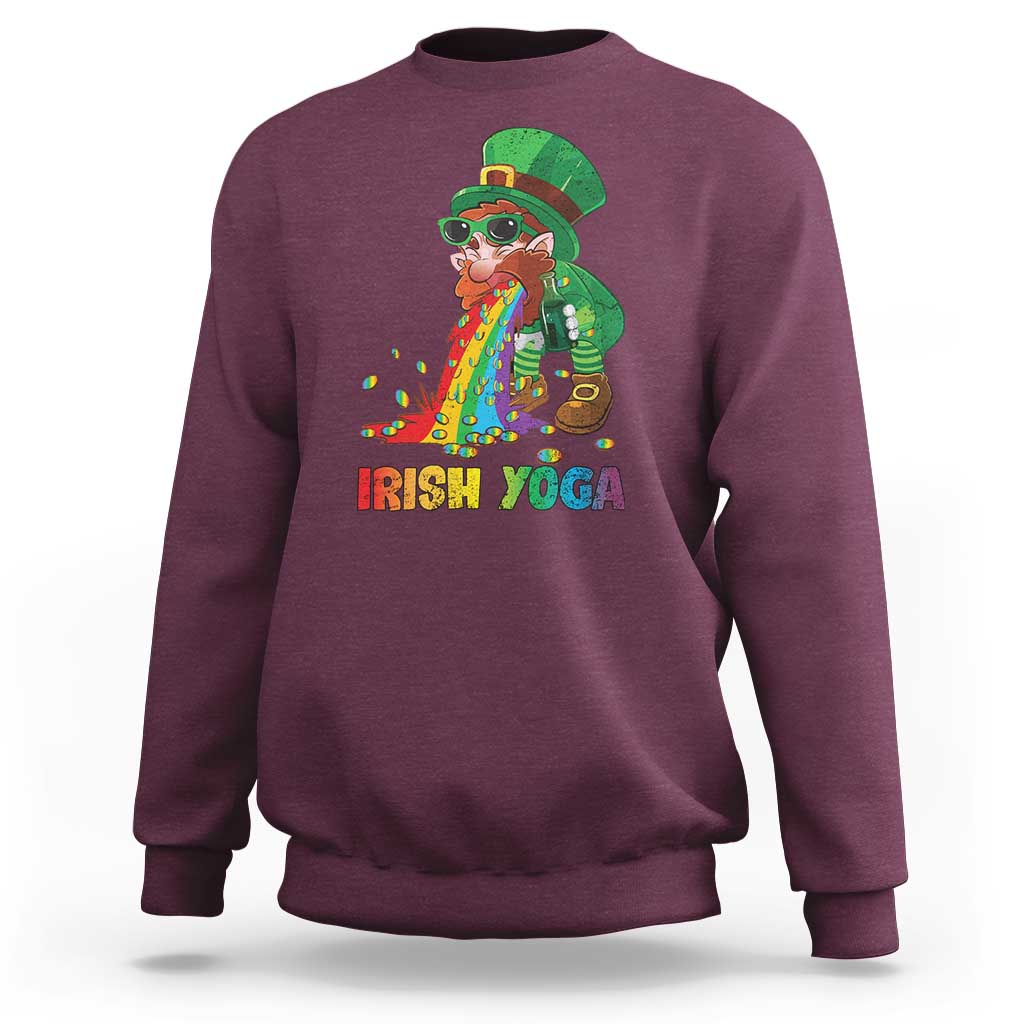 Funny Irish Yoga St Patrick's Day Beer Drinking Sweatshirt Drunk Leprechaun