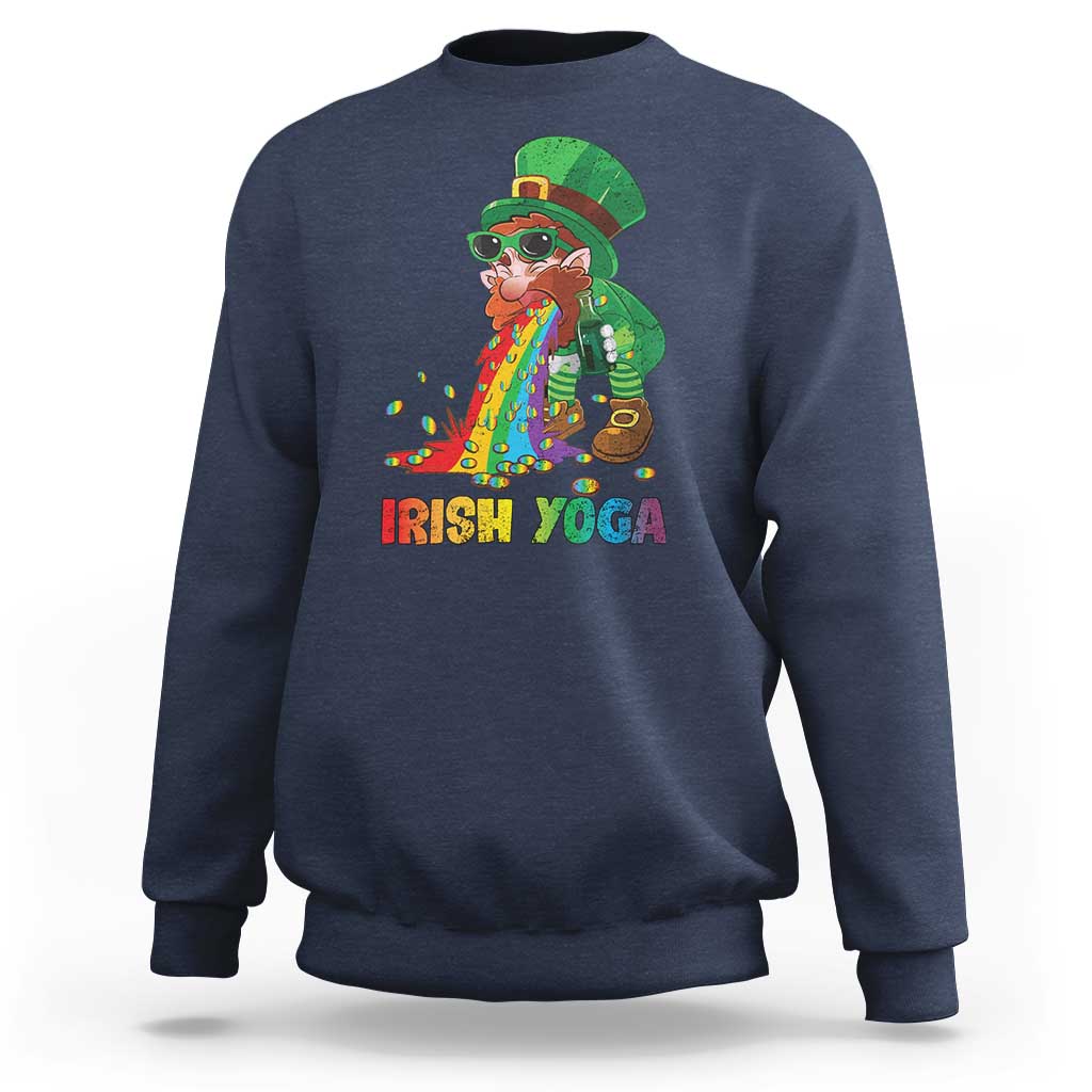 Funny Irish Yoga St Patrick's Day Beer Drinking Sweatshirt Drunk Leprechaun