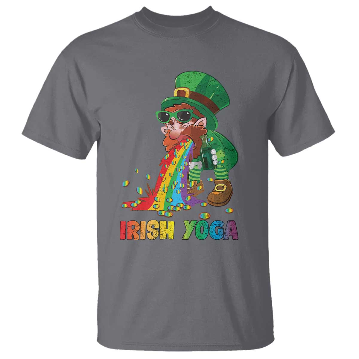 Funny Irish Yoga St Patrick's Day Beer Drinking T Shirt Drunk Leprechaun
