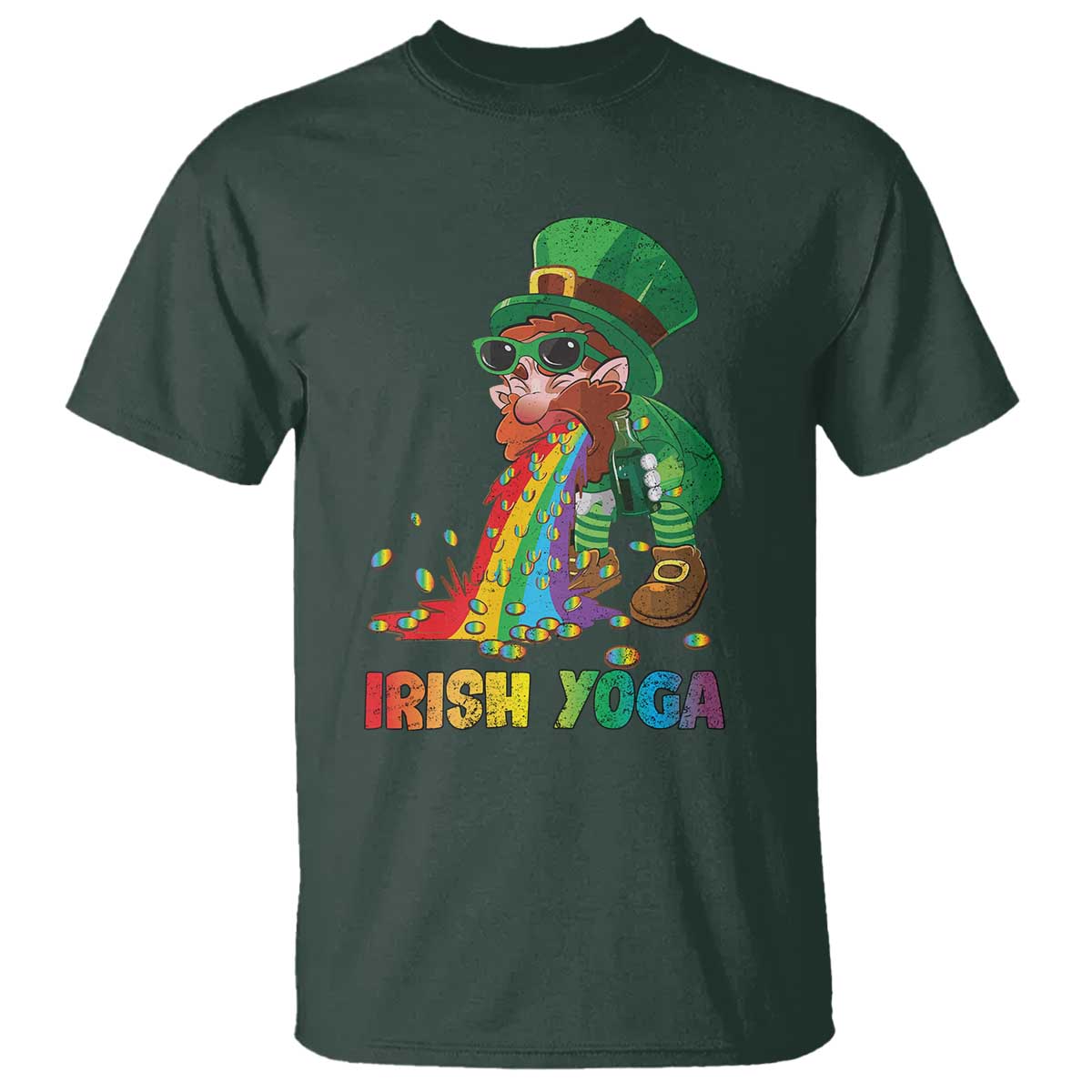Funny Irish Yoga St Patrick's Day Beer Drinking T Shirt Drunk Leprechaun