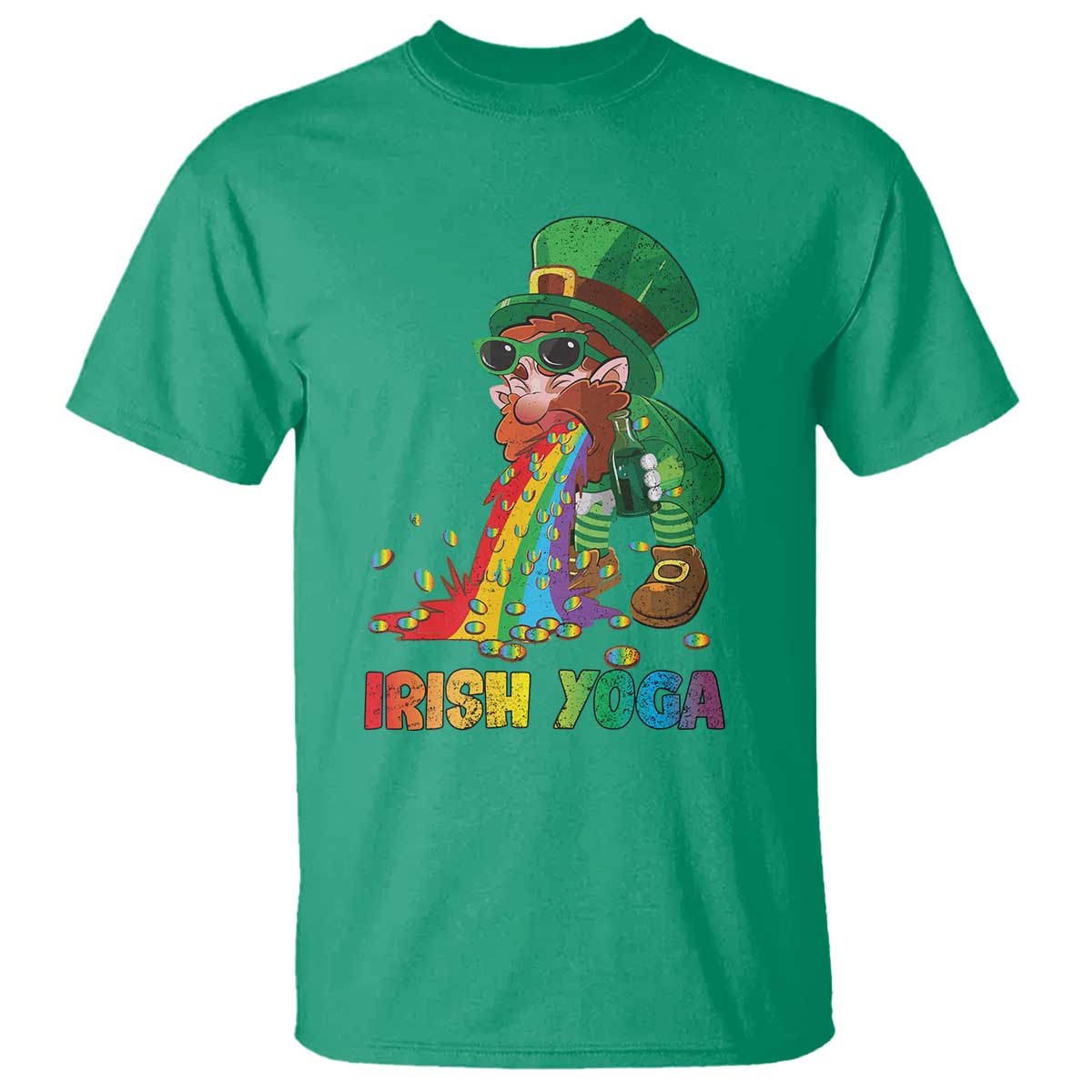 Funny Irish Yoga St Patrick's Day Beer Drinking T Shirt Drunk Leprechaun