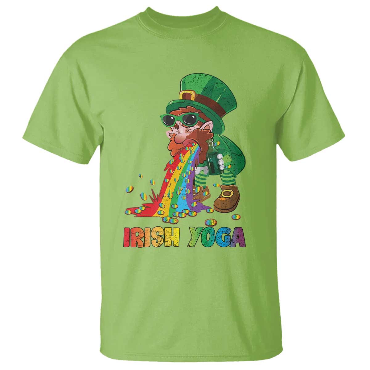 Funny Irish Yoga St Patrick's Day Beer Drinking T Shirt Drunk Leprechaun