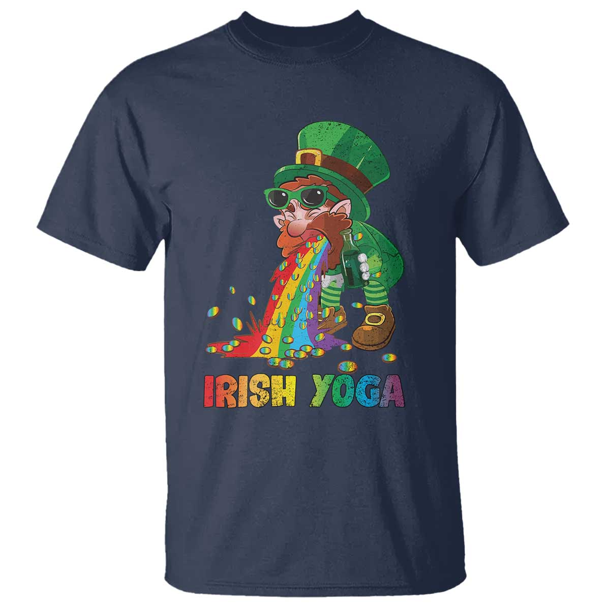Funny Irish Yoga St Patrick's Day Beer Drinking T Shirt Drunk Leprechaun