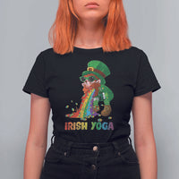 Funny Irish Yoga St Patrick's Day Beer Drinking T Shirt For Women Drunk Leprechaun